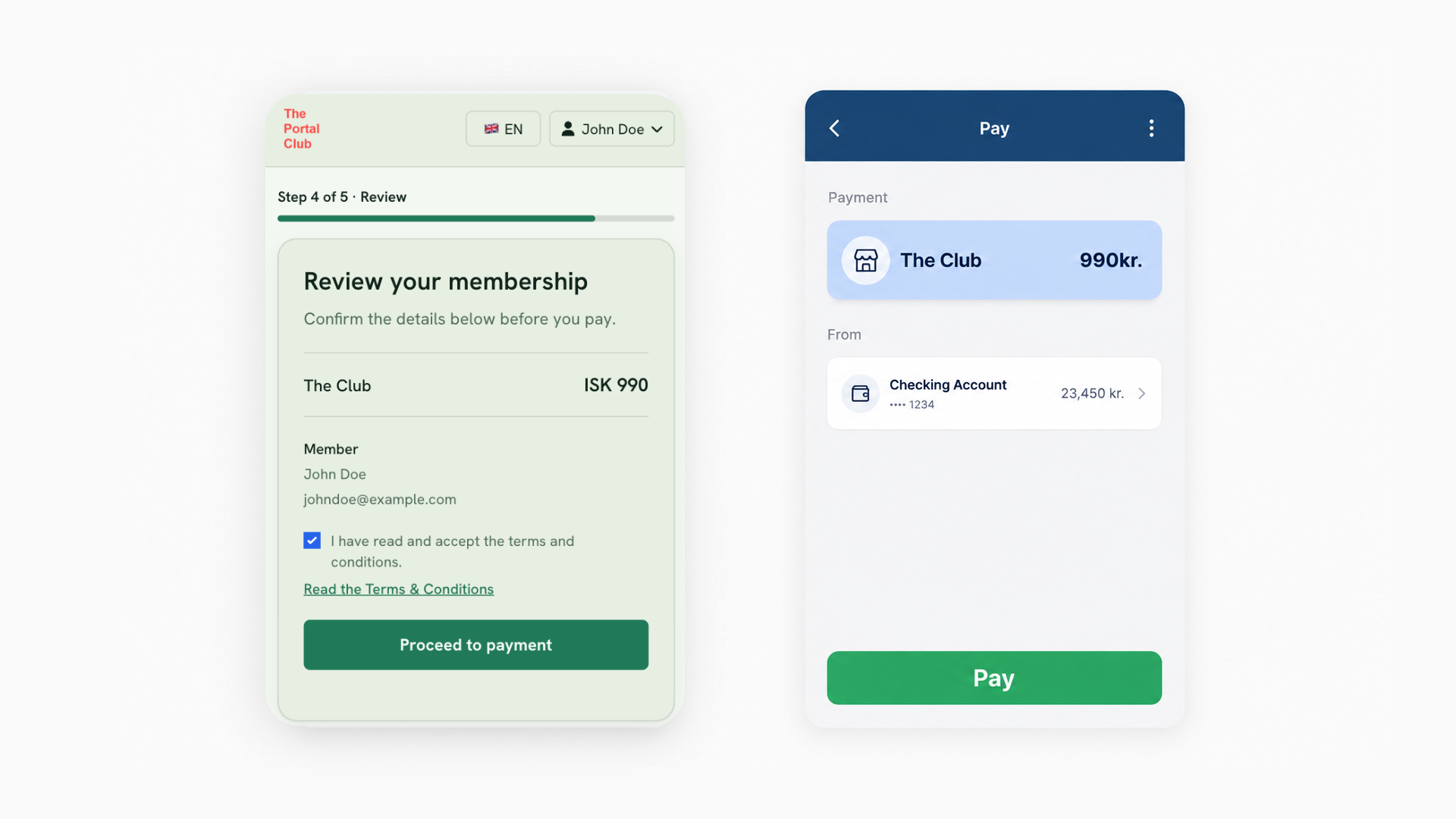 Member fees via bank claims flow